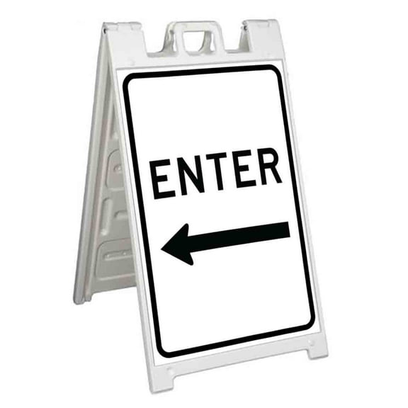 Enter Left Arrow (24" X 36") Standard A-Frame Signicade, Includes Decal Applied To Stand