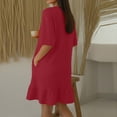 thumbnail image 5 of Horkkom T Shirt Dress Women Summer Short Sleeve Solid Color Mini Dresses Ruffle Beach Sundresses, S-2XL, 5 of 6