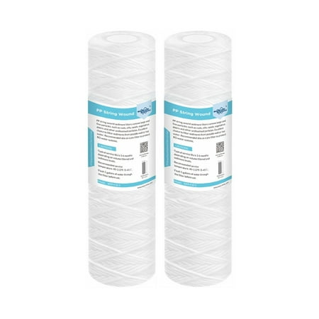 

Membrane Solutions String Wound Whole House Water Filter Replacement Cartridge Universal Filter Reduces Sediment Dirt Rust and Particles 20 Micron 2 Pack