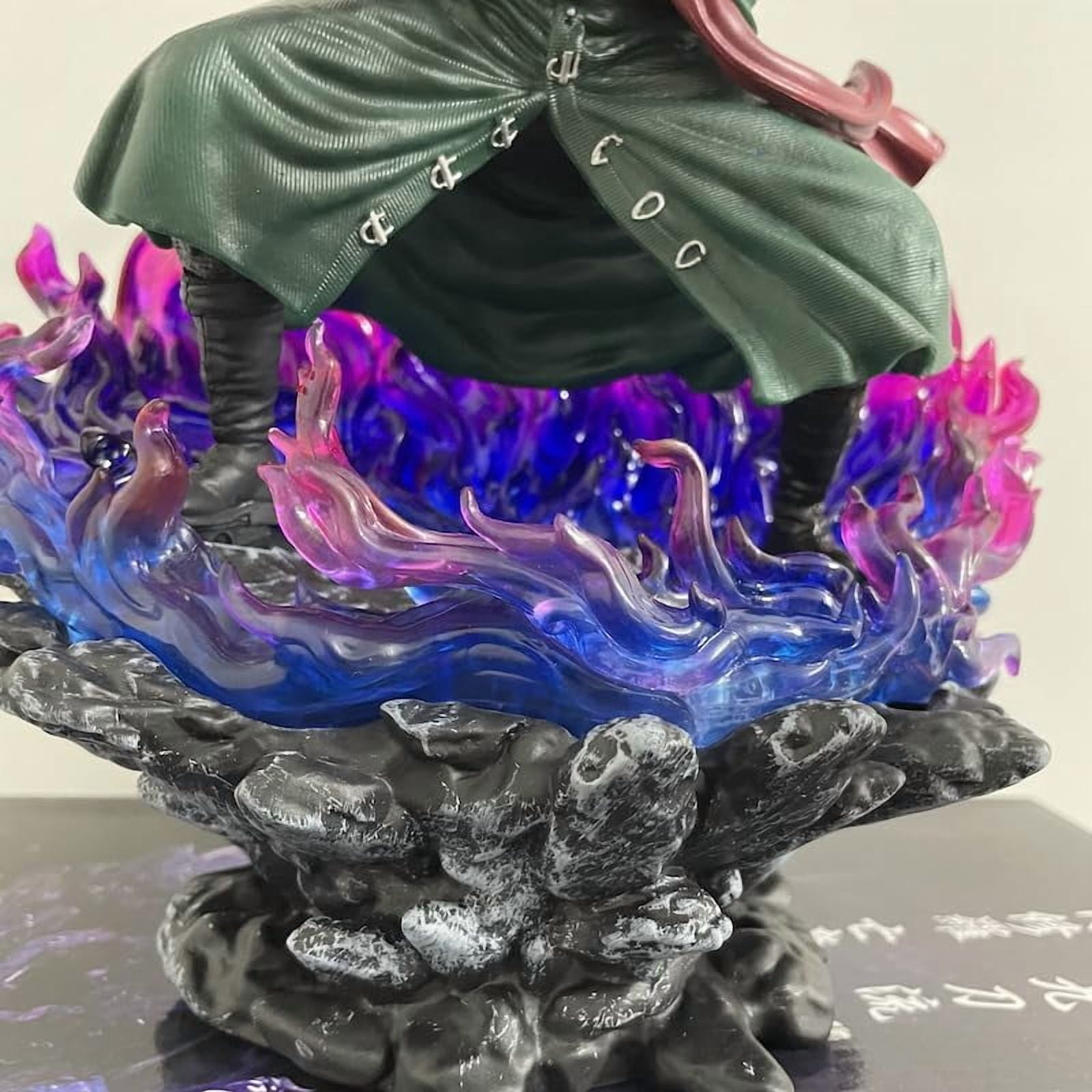 Zoro Figure Flame Effects Three Swords Roronoa Zoro Anime Figures 30cm/11.8inch Handmade PVC Anime Character Model Statue Collectible Craft Gift