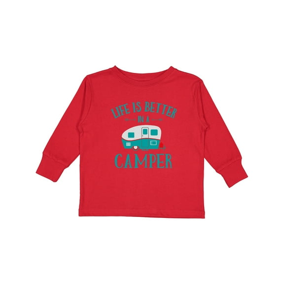 Inktastic Life's Better in a Camper Girls Long Sleeve Toddler T-Shirt