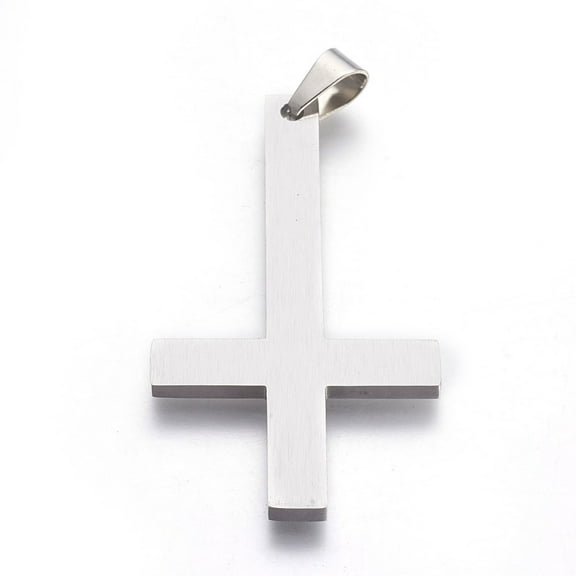 1 pc Non-Tarnish 304 Stainless Steel Big Pendants Inverted Cross Stainless Steel Color 55x30x2.5mm Hole: 4.5x7.5mm