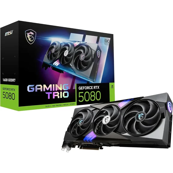 RTX 5080 16G Gaming Trio OC Graphics Card - RTX 5080 GPU, 16GB GDDR7 RGB - HDMI 2.1b, DisplayPort 2.1b