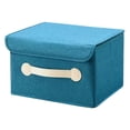 thumbnail image 2 of Collapsible Storage Boxes, Ongmies Storage Bin with Lid, Decorative Foldable Lidded Cotton Linen Fabric Home Cubes Baskets Closet Organizer Container, 2 of 9
