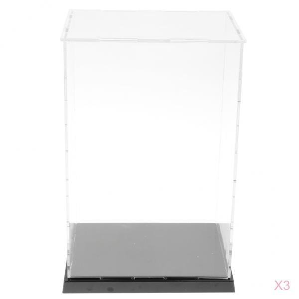 Juego de 3 pequeñas cajas de presentación de plástico acrílico transparente, caja de protección a prueba de polvo, decoración de cubo para coleccionab Zulema Vitrina a prueba de polvo