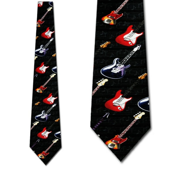 Guitars and Notes on Staff Necktie Mens Tie by Thr