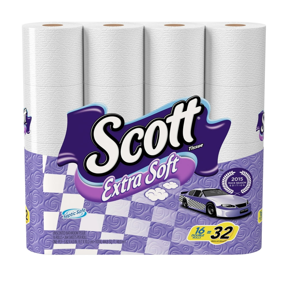 Scott Extra Soft Toilet Paper, Double Roll, Bath Tissue, 264 Sheets, 16
