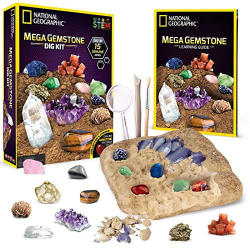 Details about   NATIONAL GEOGRAPHIC Mega Gemstone Dig Kit Up 15 Real Gems STEM Science Toy 