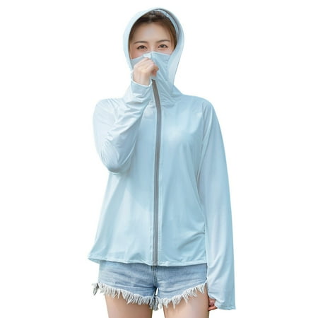

HOMEMAXS 1PC Summer Sun-protective Clothing Stylish Hooded Anti-uv Cloak Cycling Sun Block Veil Garments Outdoor Covering Face Sun Screen Clothes for Lady Summer Wearing (Sky-blue Free Size)