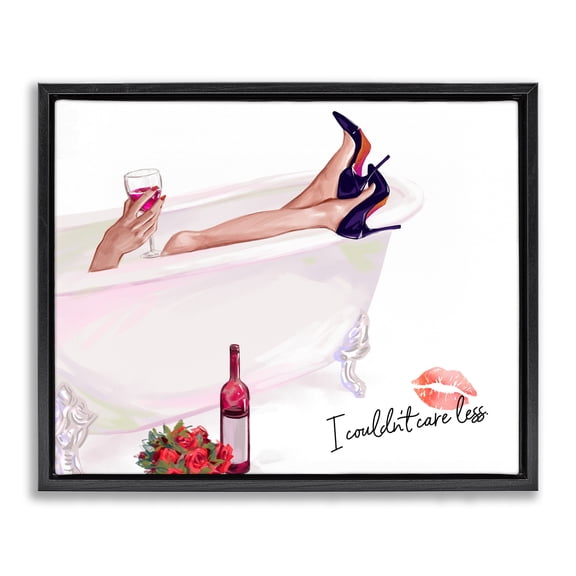 Couldn't Care Less Tub Black Framed Floater Canvas Wall Art, design by Ziwei Li