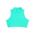 thumbnail image 4 of inhzoy Kids Girls Mock Neck Basic Crop Top Criss Cross Back Solid Color Jazz Latin Dance Sports Bra Light Green 10, 4 of 6