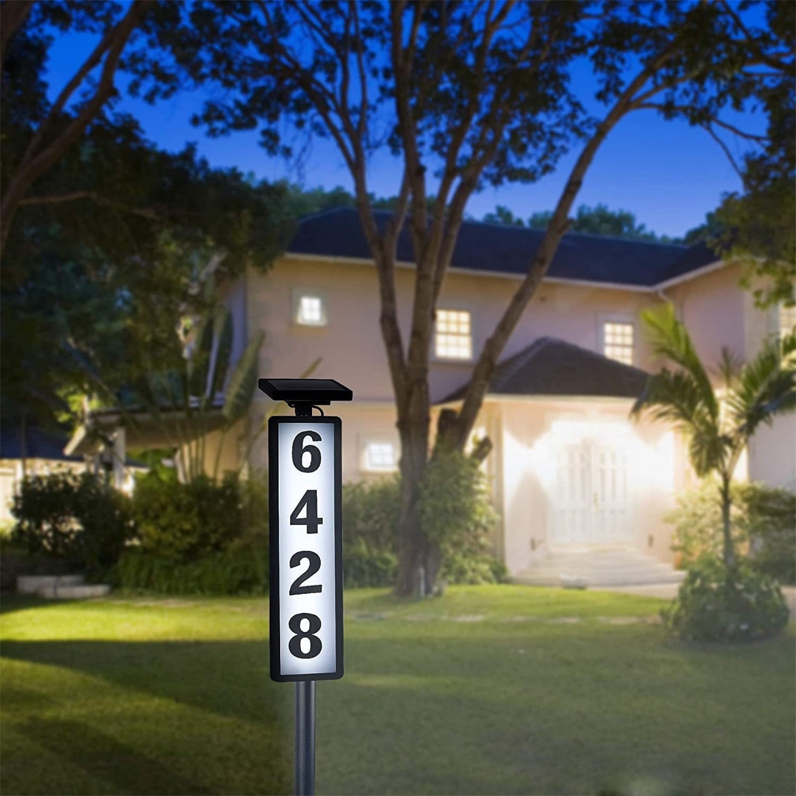 ZYXWVU Address Sign Solar Powered House Number Sign Auto Lighted Address Numbers Warm Cool White Modes Outdoor Waterproof for Yard Mailbox