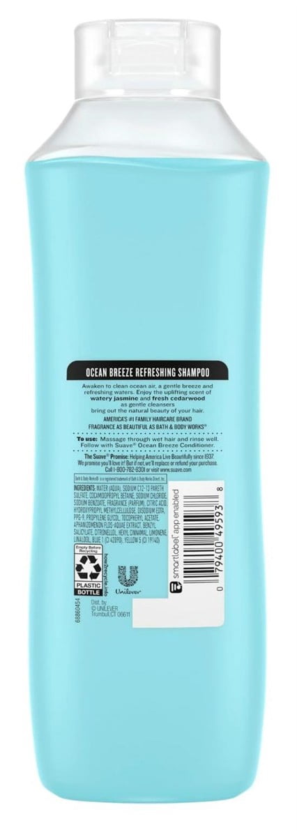 Suave Essentials Shampoo Ocean Breeze 22.5 Ounce (665ml) (Pack of 3)