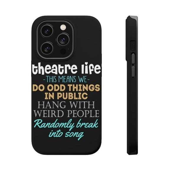 DistinctInk Tough Case for Apple iPhone 15 PRO (6.1" Screen), Compatible with MagSafe Charging - Theatre Life - Odd Things in Public