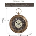 thumbnail image 3 of 18" Silent Wall Clock, Vintage Pocket Watch Design,Non-Ticking Quartz Battery Operated Decorative Clock for Living Room, Home, Office, Walnut Brown, 3 of 12