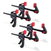 POWERTEC 4PK 6 inch Bar Clamps Quick Release with 12 inch Spreader, Ratcheting Bar Clamp, Woodworking Clamps Quick Grip Clamps One Handed Clamps (71593)