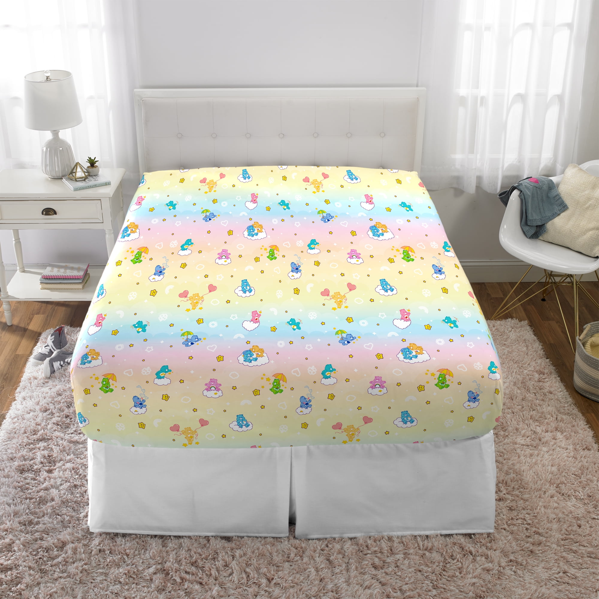 Care Bears Kids 5 Piece Pink Rainbow Reversible Comforter, Bed in