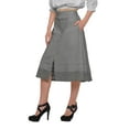 thumbnail image 3 of Moomaya Cotton Skirts For Women Knee Length Solid Skirt Summer Wear Clothing, 3 of 5