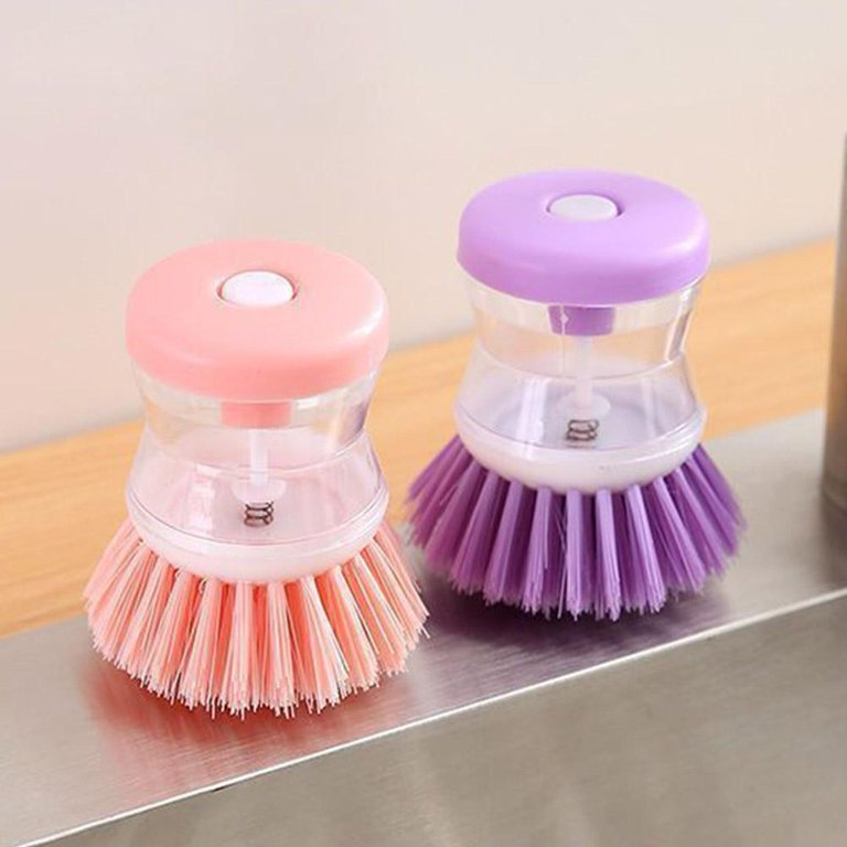 Kitchen Wash Pot Dish Brush Washing Utensils with Washing Up Liquid Soap  Dispenser Household Cleaning Accessories