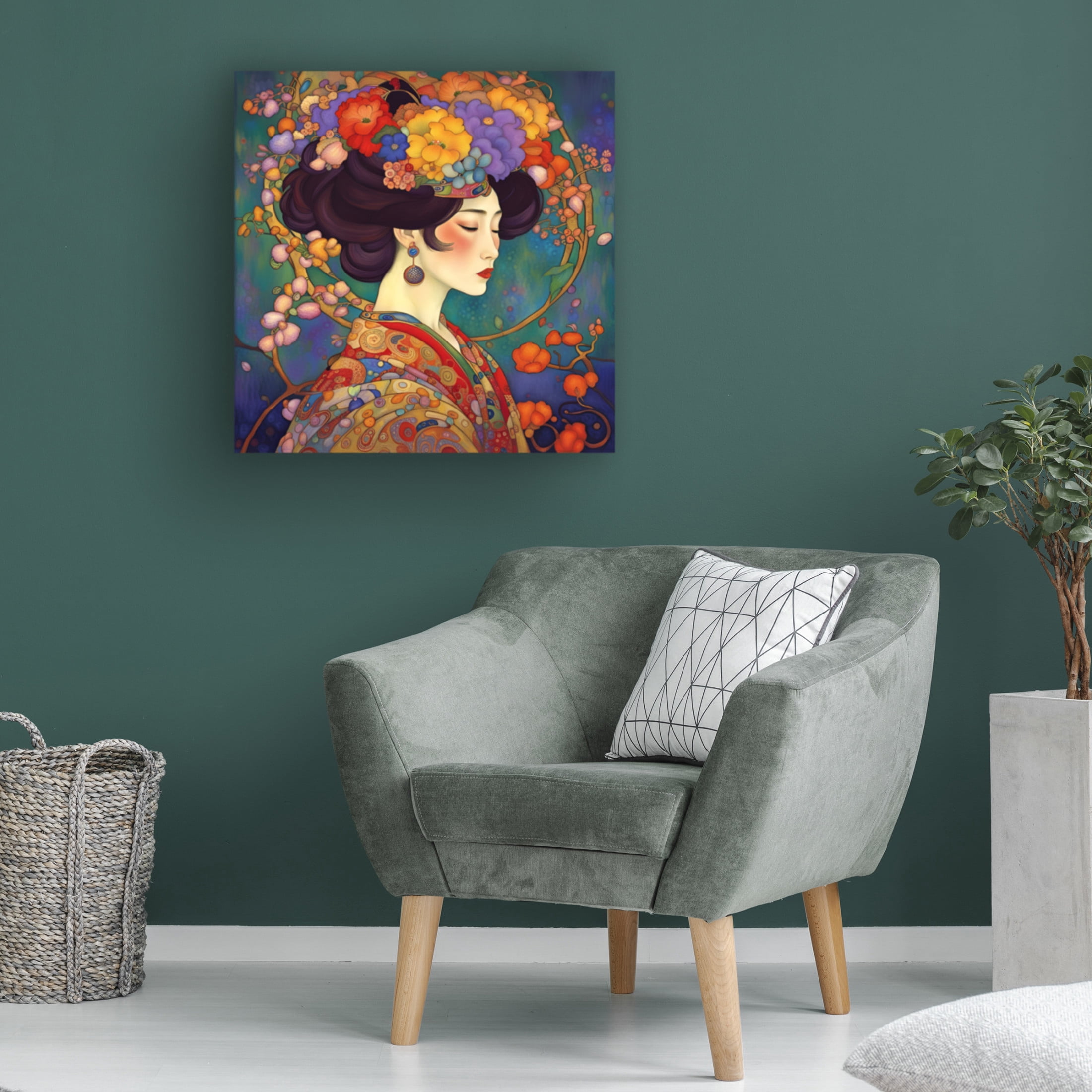 Canvas Wall Art - Tina Lavoie 'Art Nouveau Beauty XVIII' Wall Art for Living Room, Bedroom, or Office Décor by Trademark Fine Art - 35 x 35 Inches