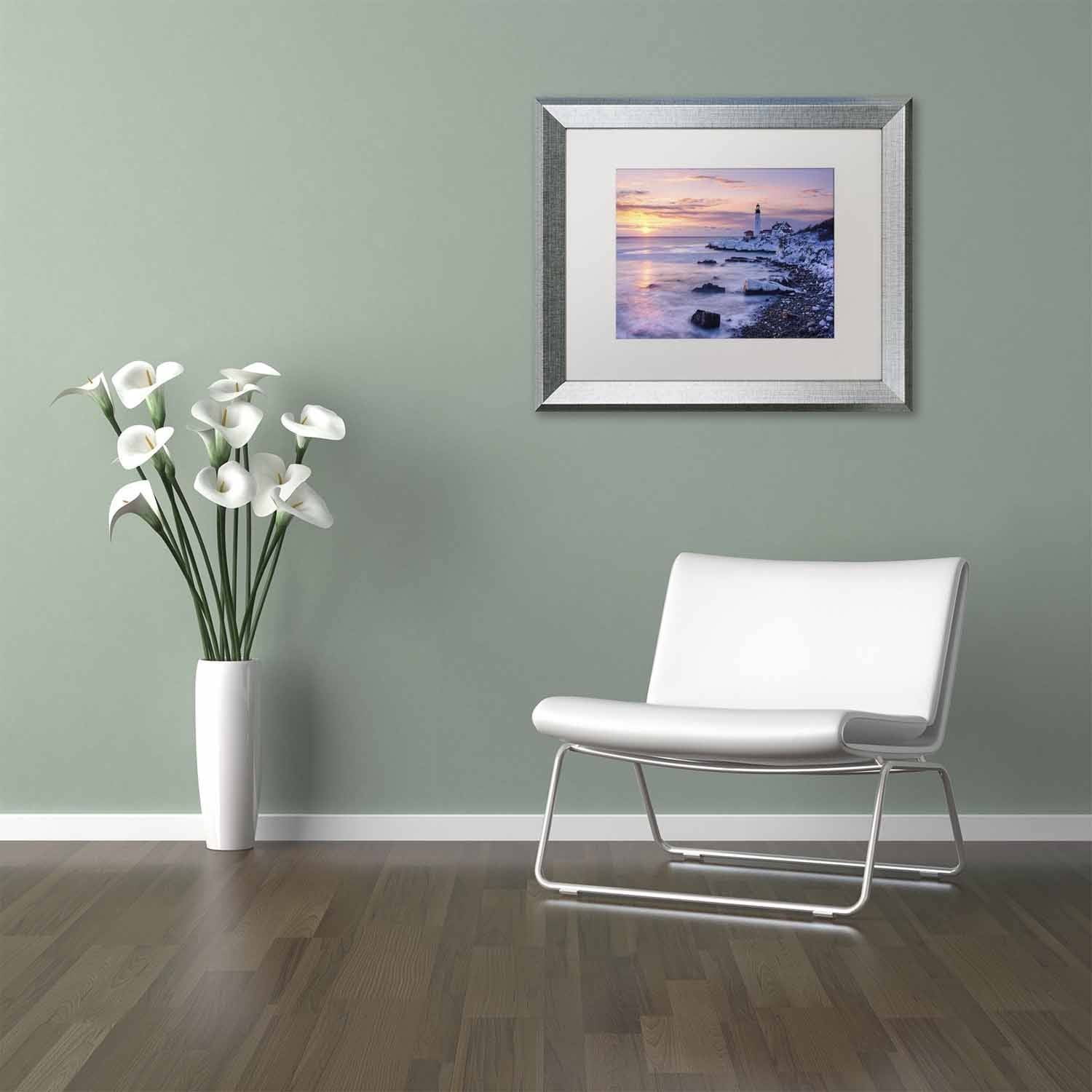 Trademark Fine Art 'Winter Lights' Canvas Art by Michael Blanchette Photography, White Matte, Silver Frame
