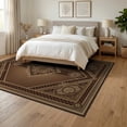 thumbnail image 3 of ODIKA 6'x9' Washable Area Rug Easy Care, Non-Shedding, Central Emblem Throw With Distressed Motifs And Geometric Accents for Queen Size Bedroom Under Bed Master Suite, 3 of 7