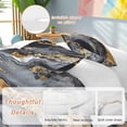 thumbnail image 3 of Gray Marble Bedding 3 Piece Duvet Cover Set Queen Size, Yellow Modern Ink Painting Abstract Art Soft Microfiber Comforter Cover with Zipper Closure & Pillowcases, Wrinkle & FadeResistant Quilt Cover, 3 of 9