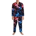 thumbnail image 3 of Honeii Red And Blue Lightning Pattern Mens Pajamas Set,2pcs Men's Lounge Long Sleeve Sleep Shirt and Pajama Bottoms Sleepwear Set,Mens Pjs Sets-XX-Large, 3 of 7