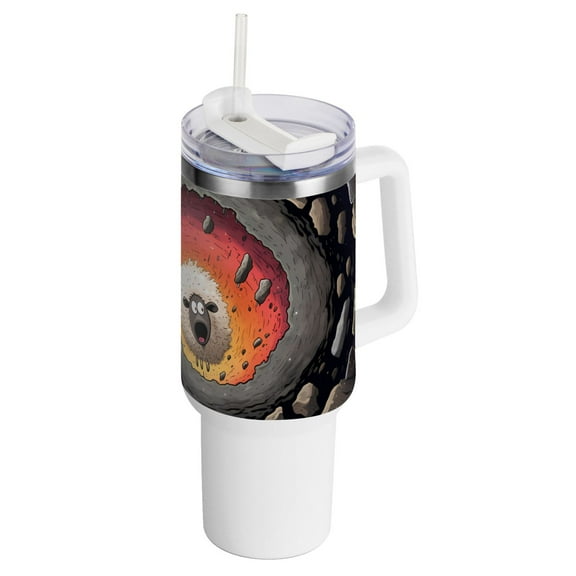 Sheep Cave Stones 40 oz Tumbler with Handle Insulated Travel Mug Lid Straw Leak Proof Steel Vacuum Water Bottles Glasses Fits in Car Cup Holder
