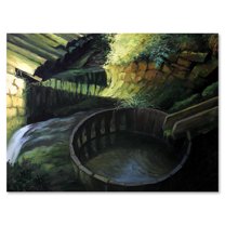 Designart ' Old Watermill In Green Nature Landscape ' Lake House Canvas Wall Art Print