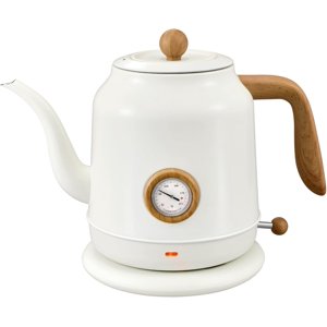 1.2L Electric Gooseneck Kettle Electric Kettle with Thermometer | White gooseneck electric kettle tea kettle 1200W electric kettle for coffee & tea Auto Shut-Off Boil-Dry Protection