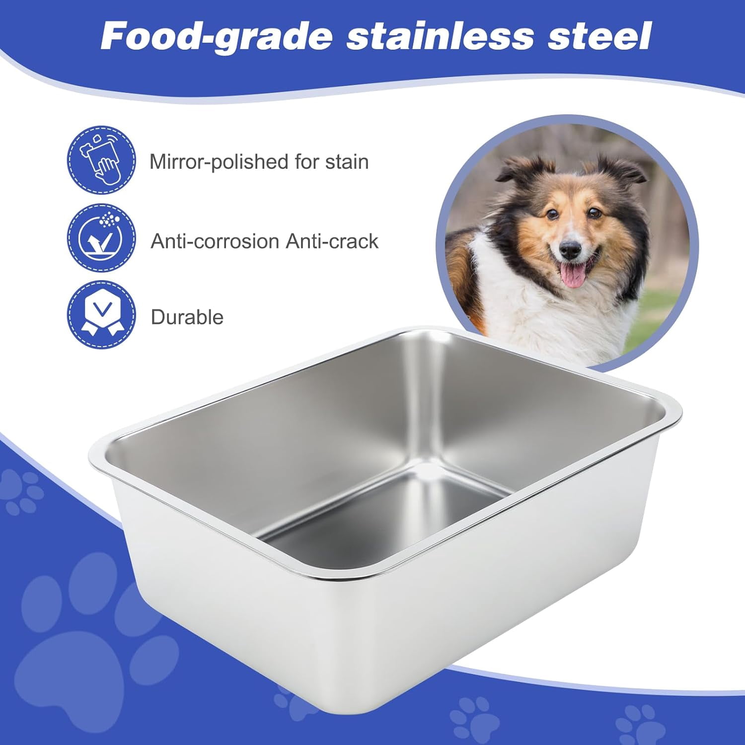 TJOUL 5 Gallons Large Dog Water Bowl, Stainless Steel Metal Dog Bowls, Large Capacity Pet Food Bowl Water Dish for Indoor and Outdoor Universal for Giant Dogs