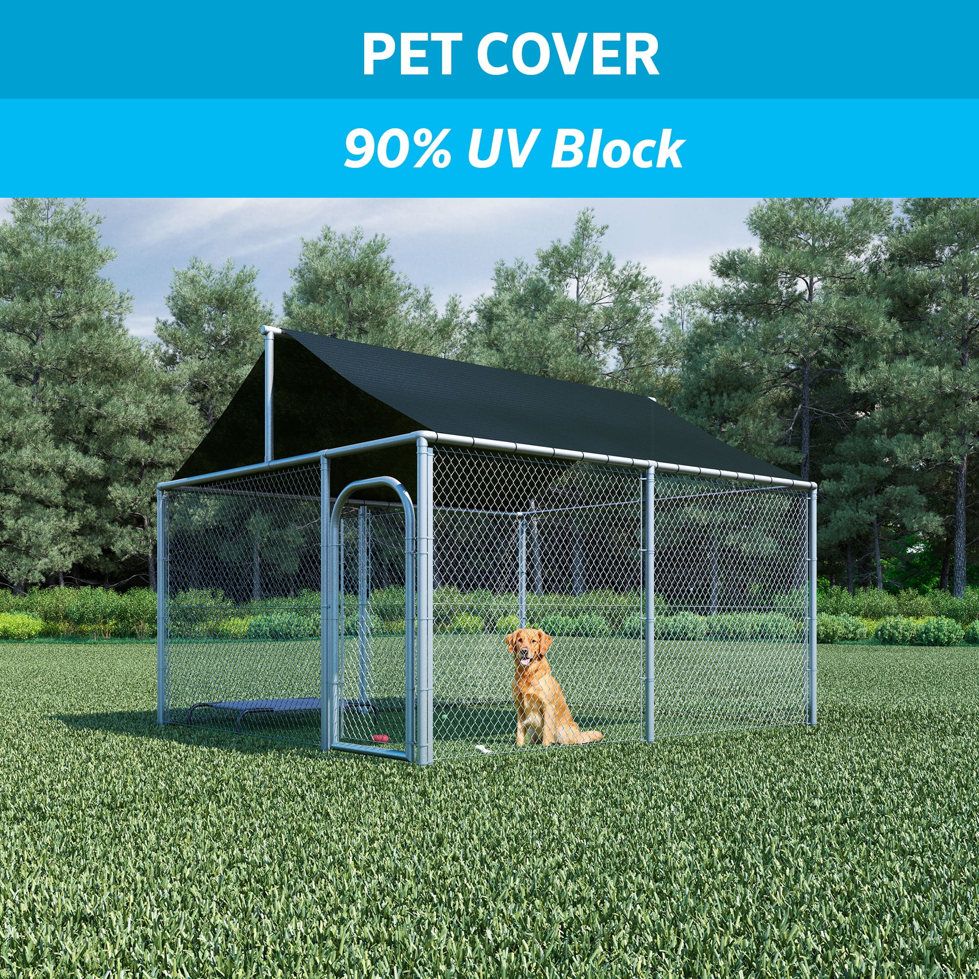 Agfabric 80% 10FT Black Dog Kennel Shade Covers Sunblock Tops 