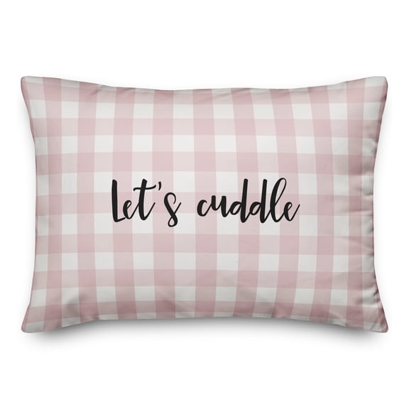 Creative Products Let's Cuddle in Black Text on Pink Plaid 14x20 Spun Poly Pillow