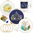 thumbnail image 1 of Adeeing Embroidery Starter Kit 3 Sets Cross Stitch Kit for Adults Beginners with Embroidery Patterns, Hoops, Instructions, Threads and Needles, 1 of 7