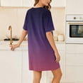 thumbnail image 5 of Women's Summer Ombre Gradient T Shirt Dress Knee Length Crew Neck Short Sleeve Casual Loose Fit Straight Dress with Pockets Lightweight Breathable Travel Beach Dress, 5 of 6