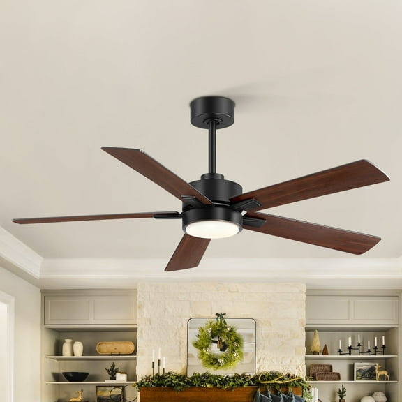 ALKAFY 52'' Black LED Ceiling Fan with Remote, 3-CCT Adjustable & Reversible Motor for Bedroom, Living Room