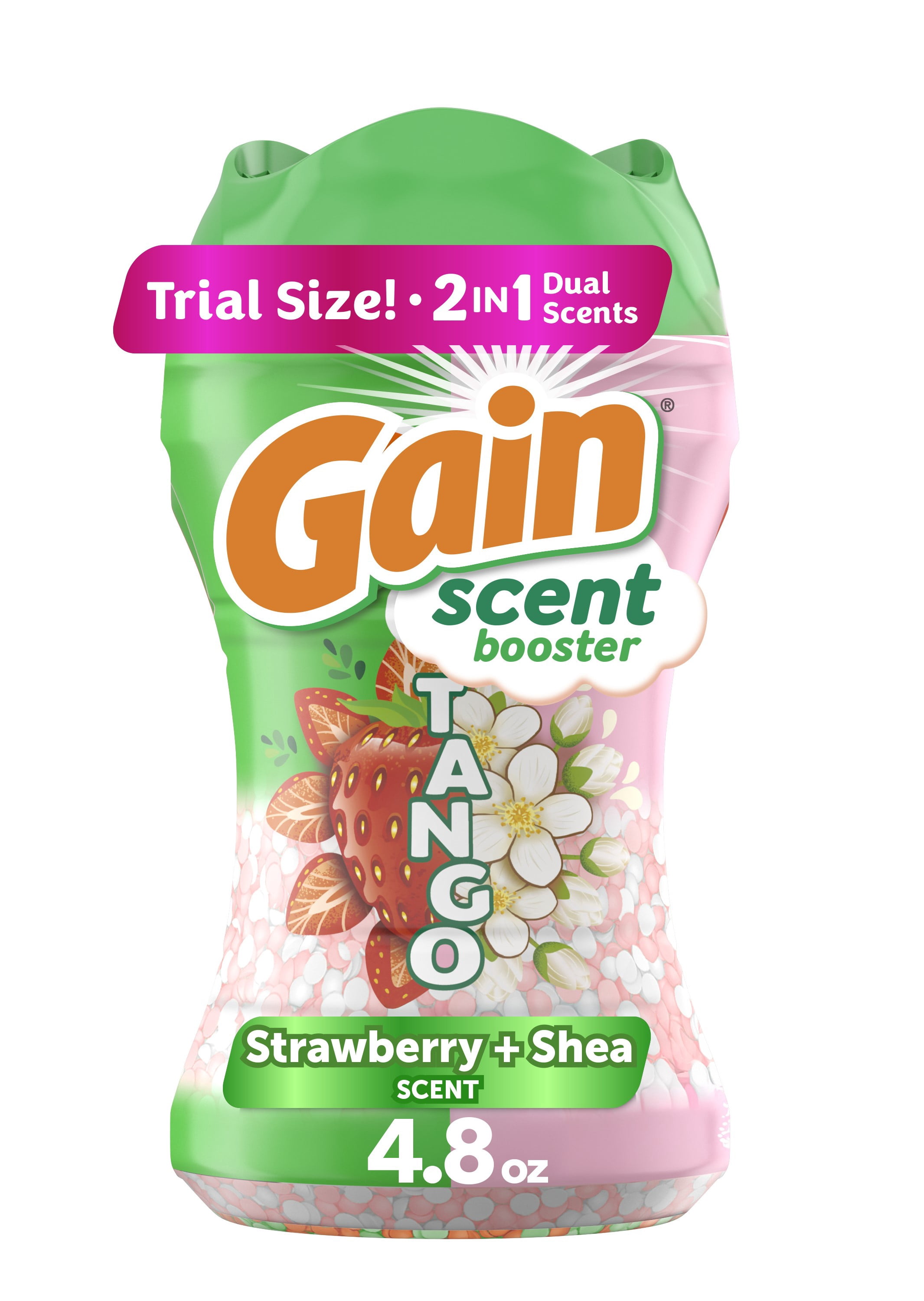 (4 pack) Gain Tango 2-in-1 Dual Scent In-Wash Laundry Scent Booster Beads, Strawberry & Shea Scent, 4.8 oz