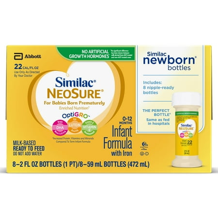 Similac NeoSure Ready to Feed Infant Formula with Iron for Babies Born Prematurely, 2 Oz., 8 Count