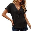 thumbnail image 4 of Tweang Cotton Tunic Tops for Women Women 2026 Loose Fit Tops Womens Cotton Linen Tunic Boho Ethnic Style Peasant Tee Womens Cotton Linen Button Down Shirts Summer Floral Short Sleeve Tee Black L, 4 of 8