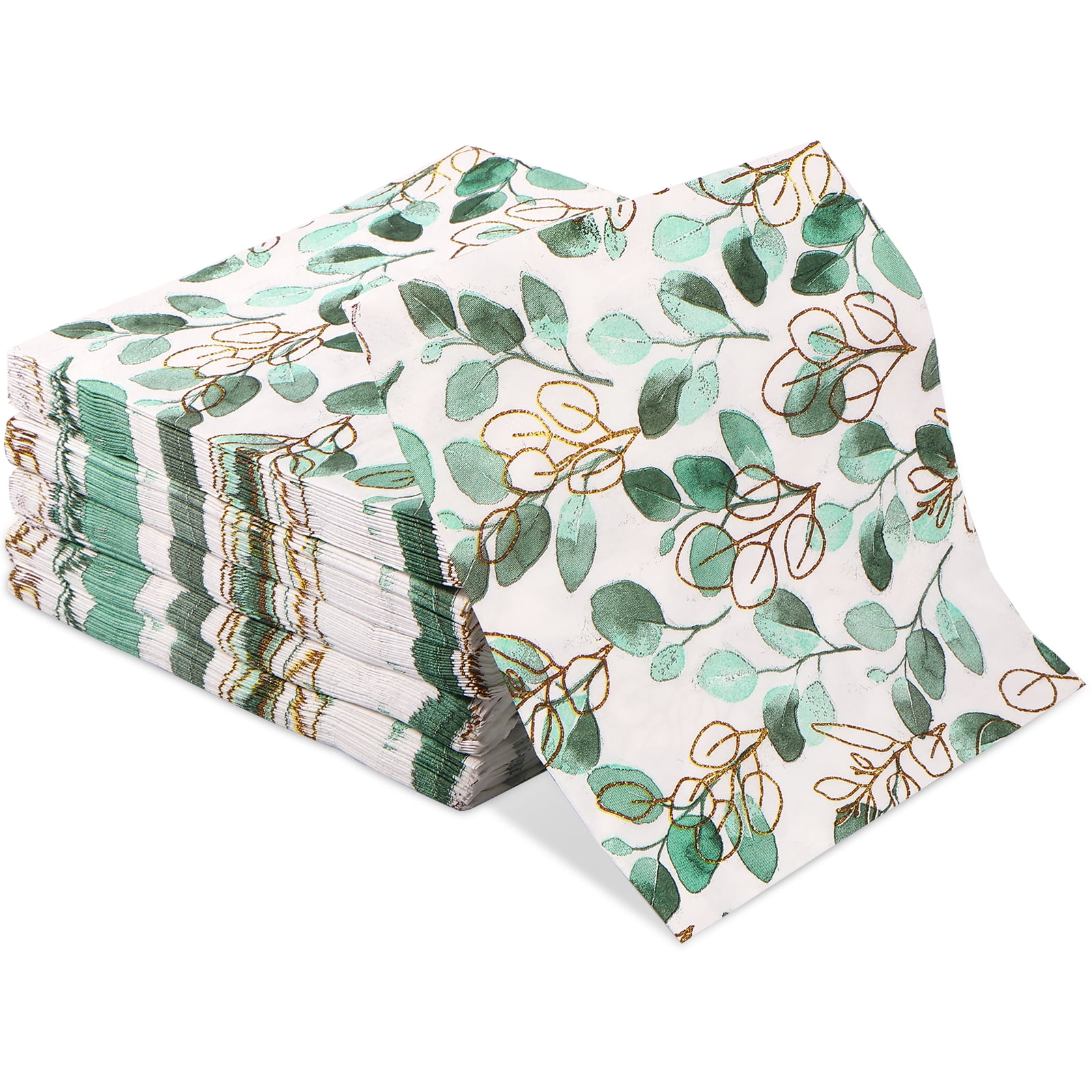 Pluokvzr 100Pack Eucalyptus Paper Napkins, Disposable Lunch Napkins