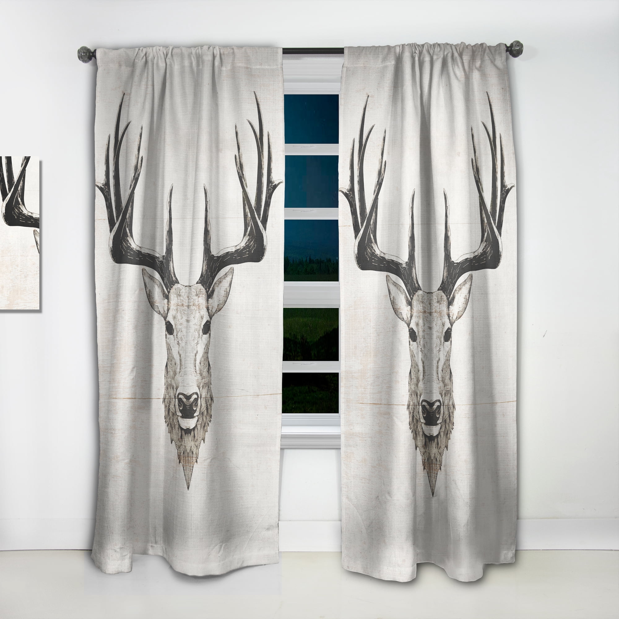 Designart 'Beautiful and Wild Deer VII' Farmhouse Curtain Panel