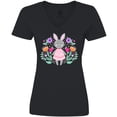 thumbnail image 3 of Inktastic Easter Scandinavian Bunny with Flowers Women's V-Neck T-Shirt, 3 of 5