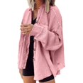 thumbnail image 4 of DuoJiaJ Women's Long Sleeve Lapel Shirt,Irregular Pocket Splicing Casual Blouse,S, 4 of 5