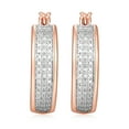 thumbnail image 3 of Forever Facets Diamond Accent Bold Hoop Earrings in 14k Rose Gold over Bronze, Adult Female, 3 of 6
