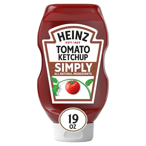 Heinz Simply Tomato Ketchup, 1 Bottle, for Easy Sharing and Easy Serving, No High-Fructose Corn Syrup, No Artificial Sweeteners, 19 oz