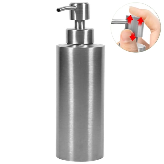 Scheam Countertop Stainless Steel Soap Dispenser,18.6 Oz / 550 ml Stylish Silver Pump Hand Dish Lotion Bottle,Refillable Liquid Container,for Bathroom Kitchen Travel 1 Pack