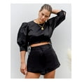 thumbnail image 3 of DANIELLE BERNSTEIN Womens Black Boyfriend Shorts 16, 3 of 4