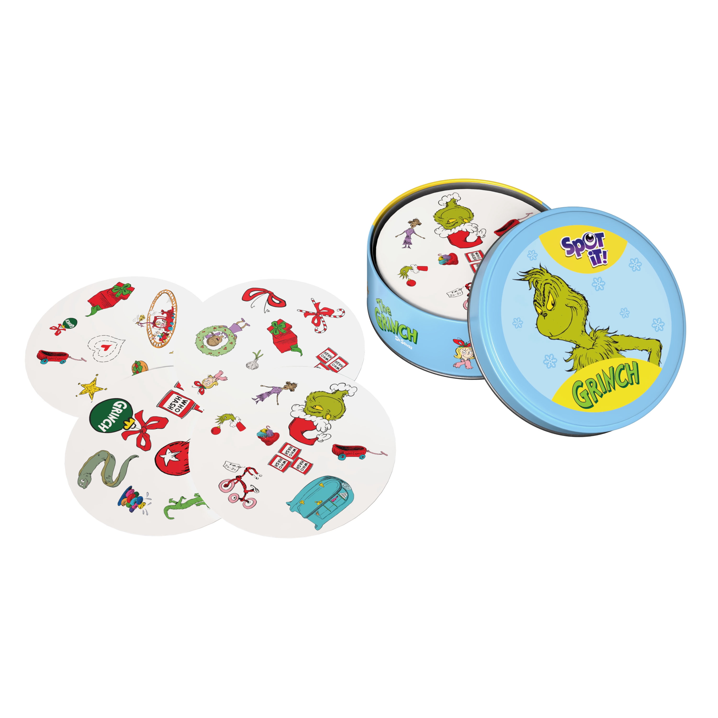 Spot It! The Grinch Card Game, Collectible Tin, Quick Reflexes & Family Fun, By The Op Games