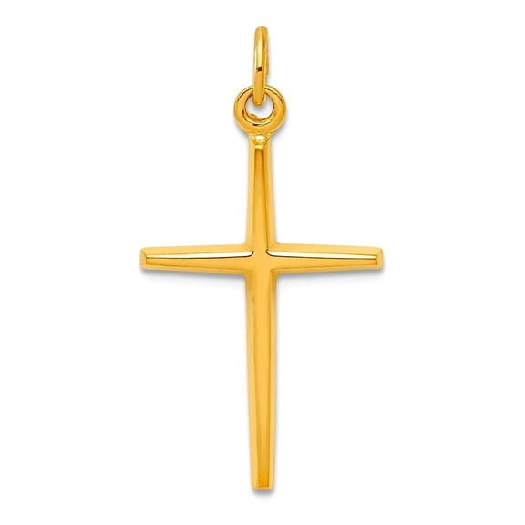 925 Sterling Silver Solid Polished and 24k Gold Plated Passion Religious Faith Cross Charm 27x14mm Wide Pendant Necklace